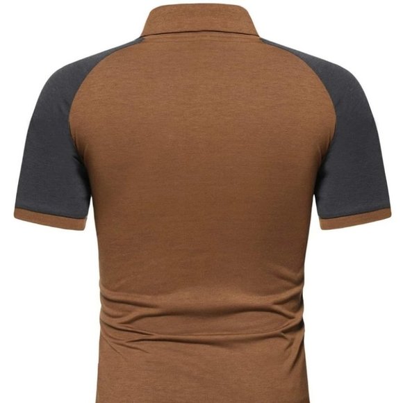 Brown Mens Zip Up Polo - Picture 4 of 5
